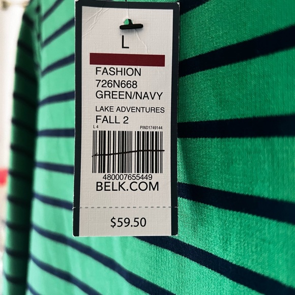 Crown & Ivy NWT Long Sleeved Blouse Navy + Green - Picture 4 of 5